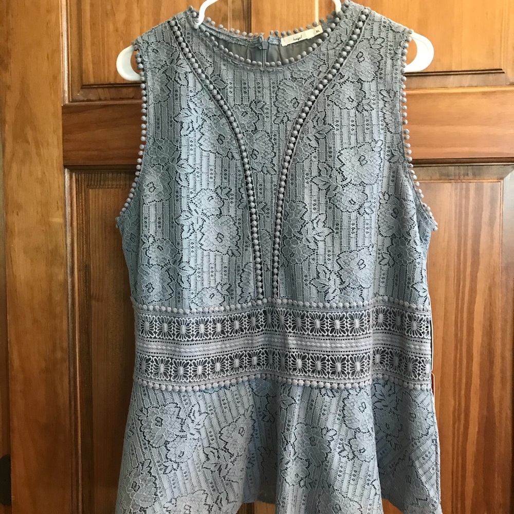 Chambray Hazel Lace Peplum NWT Top XL